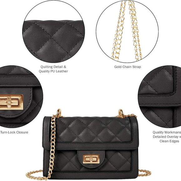 Small Quilted Crossbody Bag, Trendy Designer Mini Shoulder Bag, Phone Wallet Pur - Picture 5 of 6